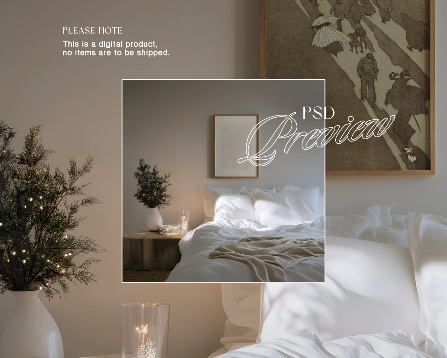 DIN A Frame Christmas Bedroom Mockup