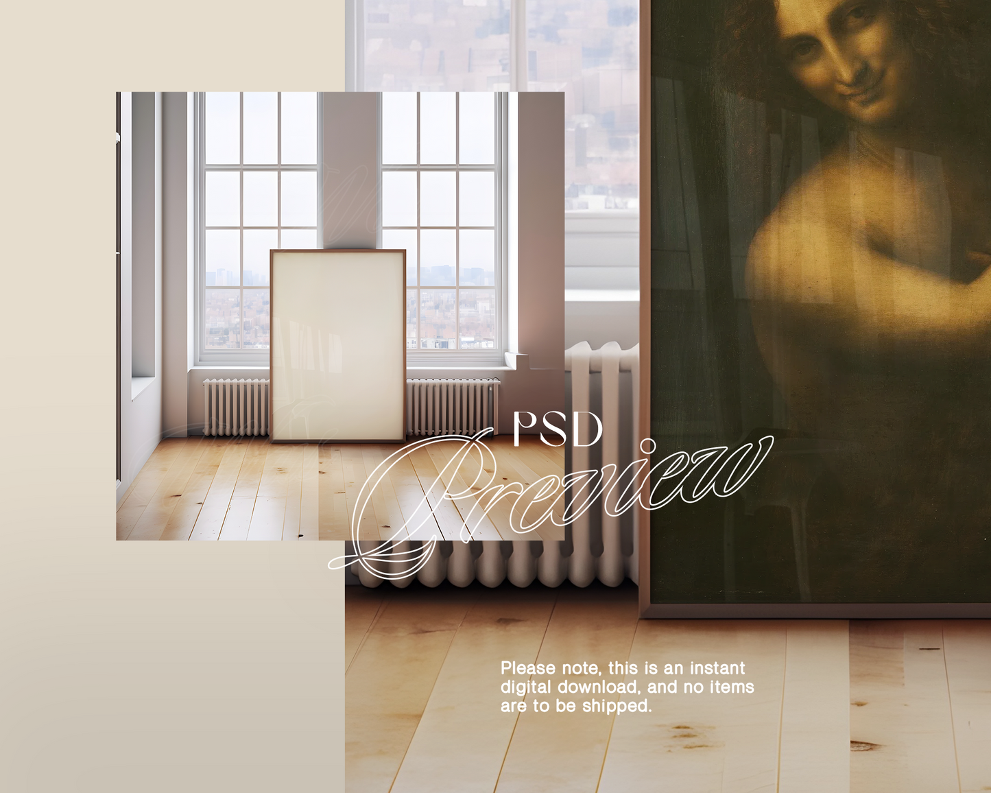 DIN A Leaning Frame Loft Window Mockup