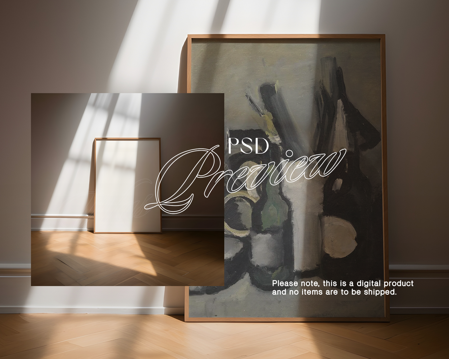 DIN A Wood Frame Dramatic Lighting Mockup