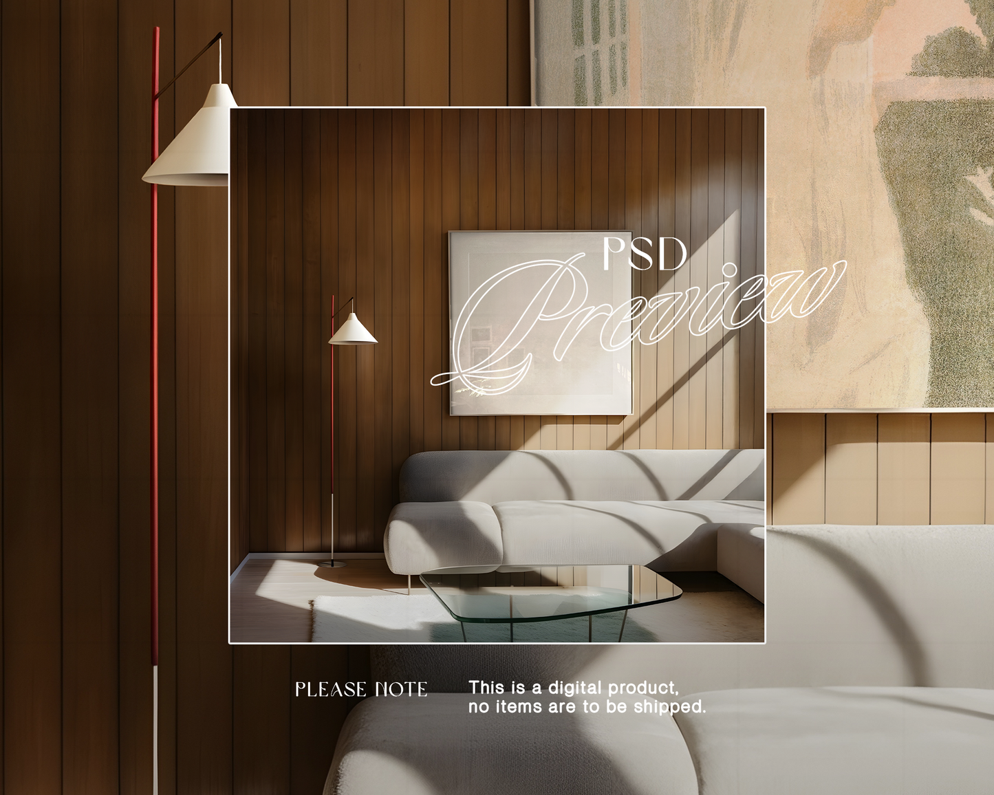 1x1 Large Frame in Minimalist Interior Mockup