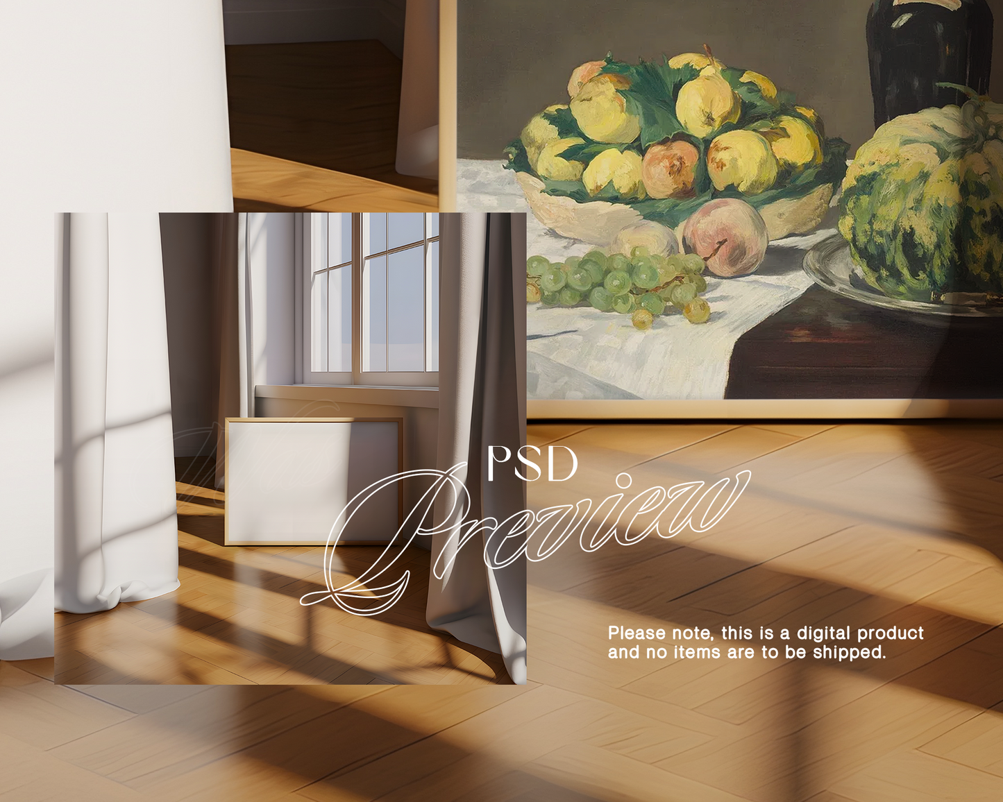 DIN A Landscape Light Wood Frame Mockup