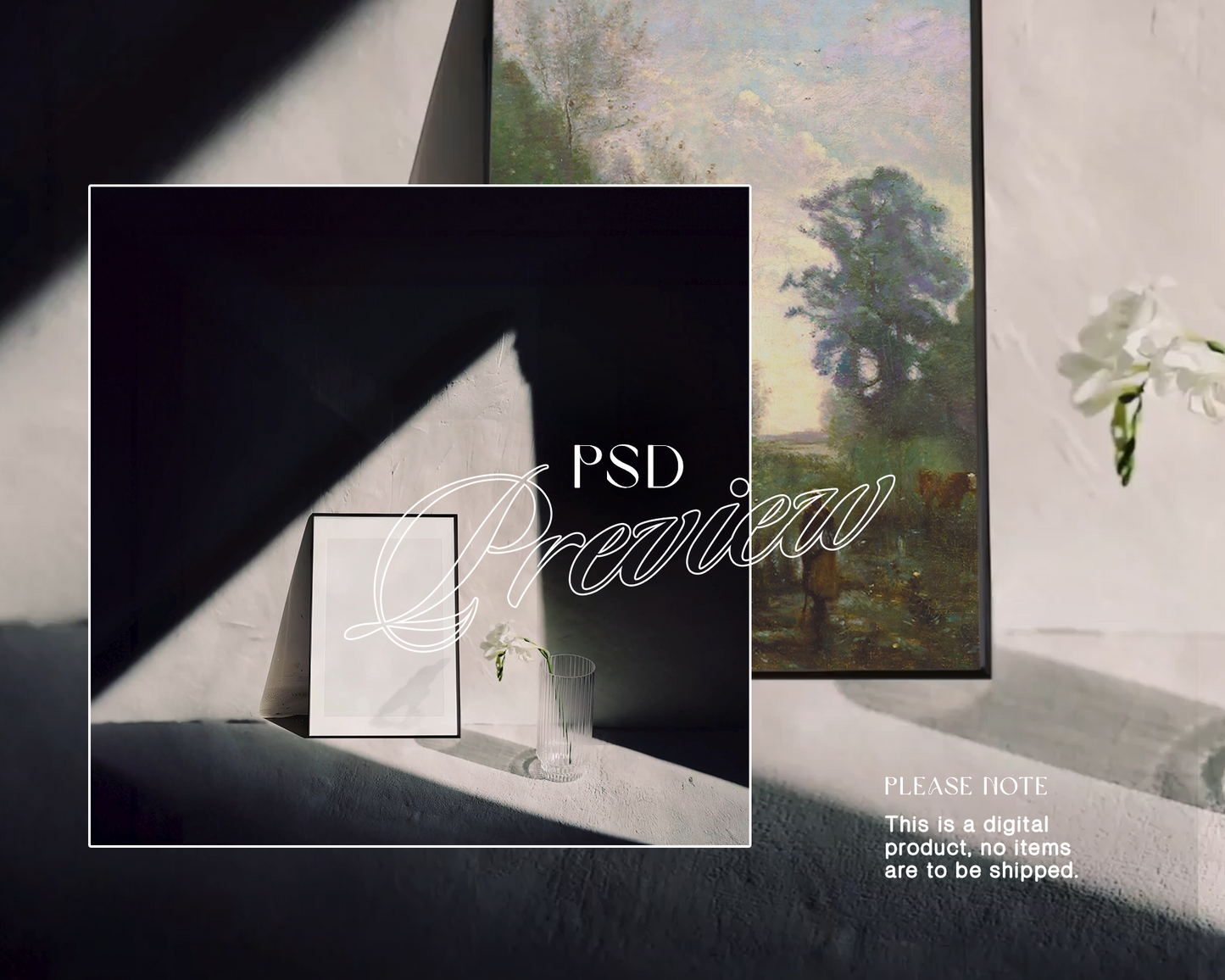 DIN A Black Frame with Subtle Flower Motion Video Mockup