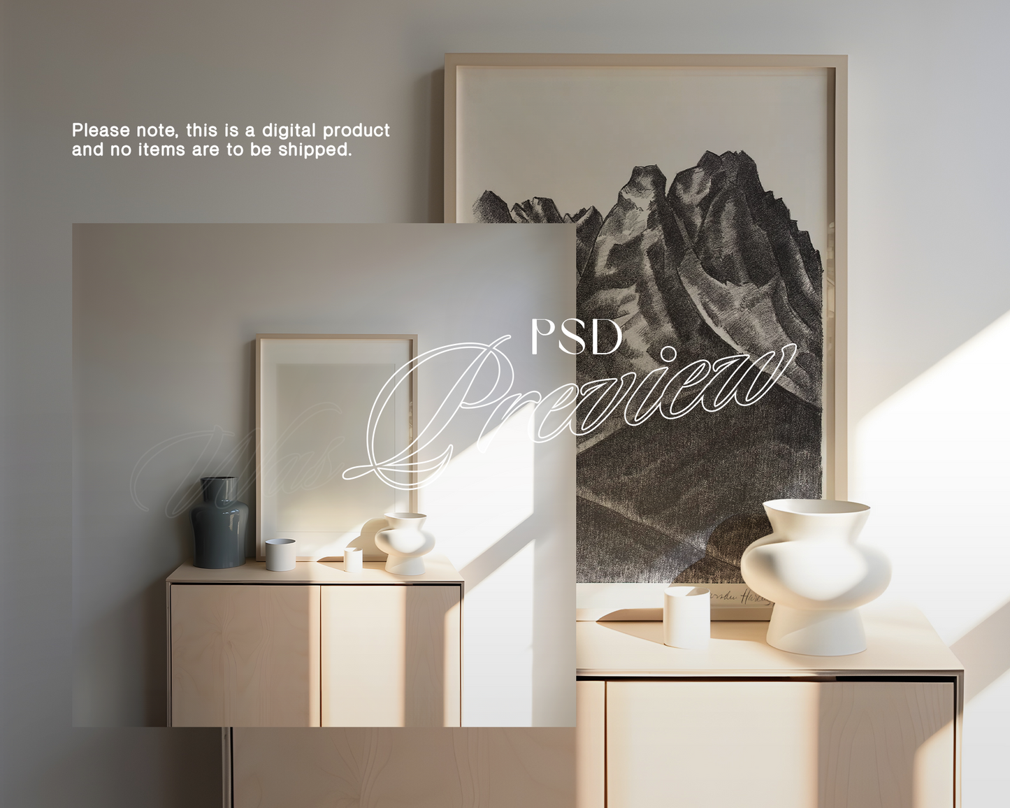 DIN A Light Wood Frame in Soft Light Scene Mockup