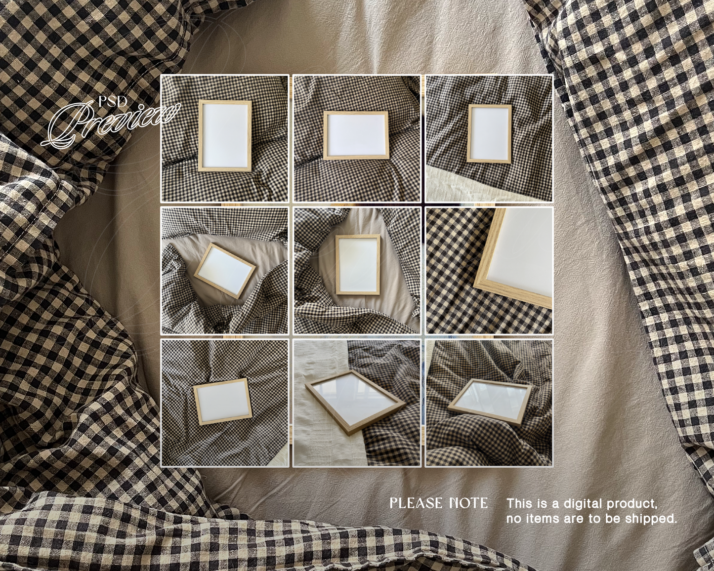 9 Art Frame Mockups Bundle Gingham Bedroom