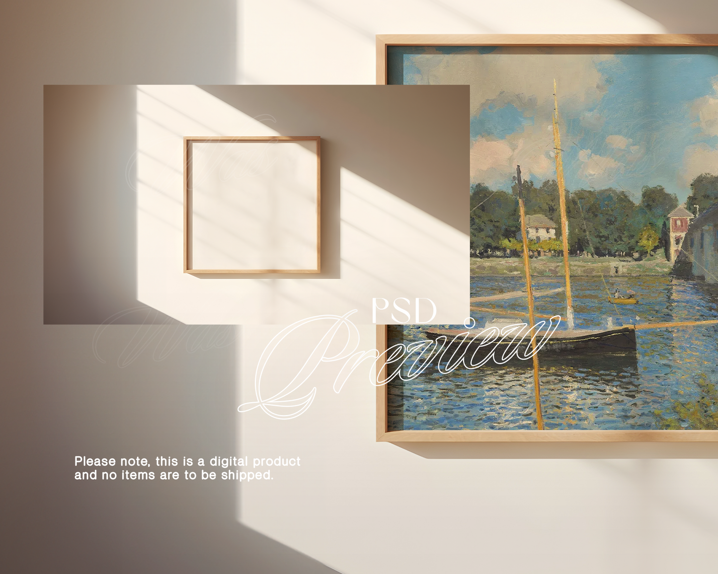 Square Wood Frame Ambient Lighting Mockup