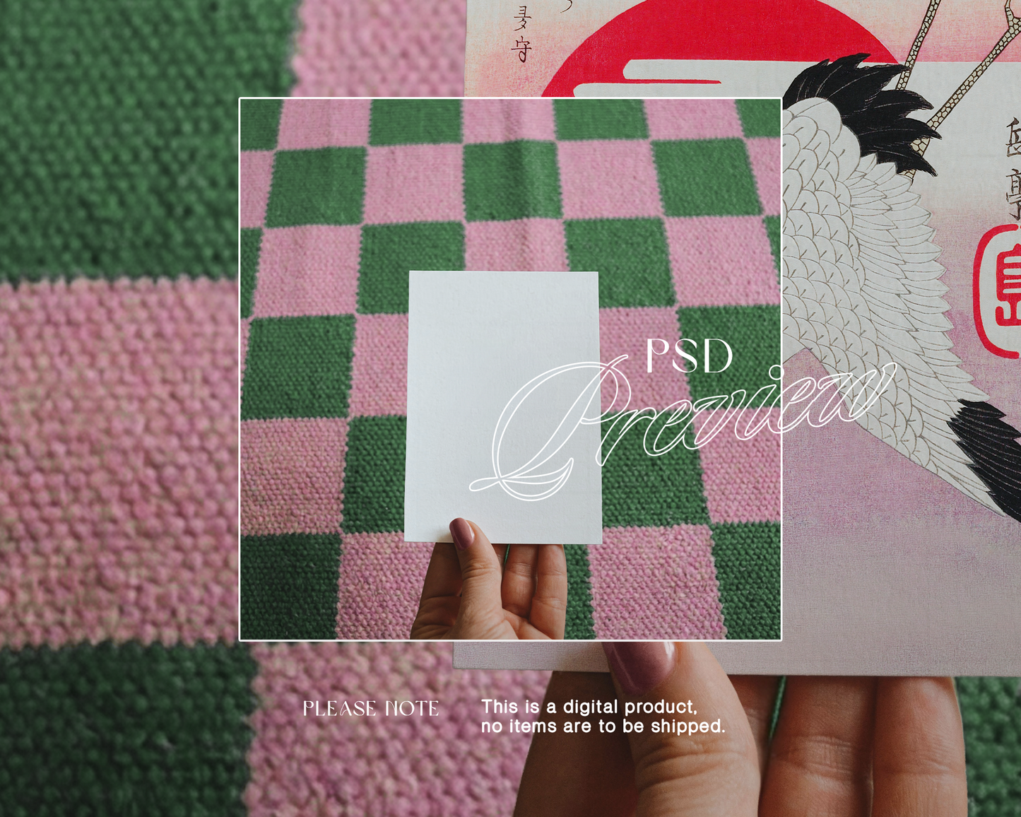 A5 Poster with Retro Checkerboard Rug Mockup