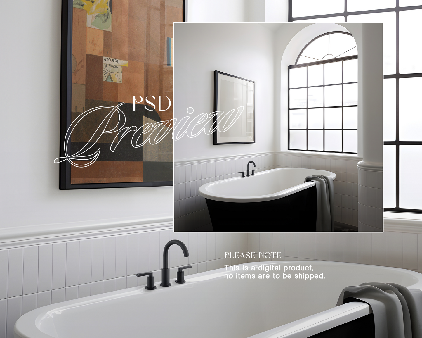 DIN A Black Frame in Luxury Bathroom Mockup