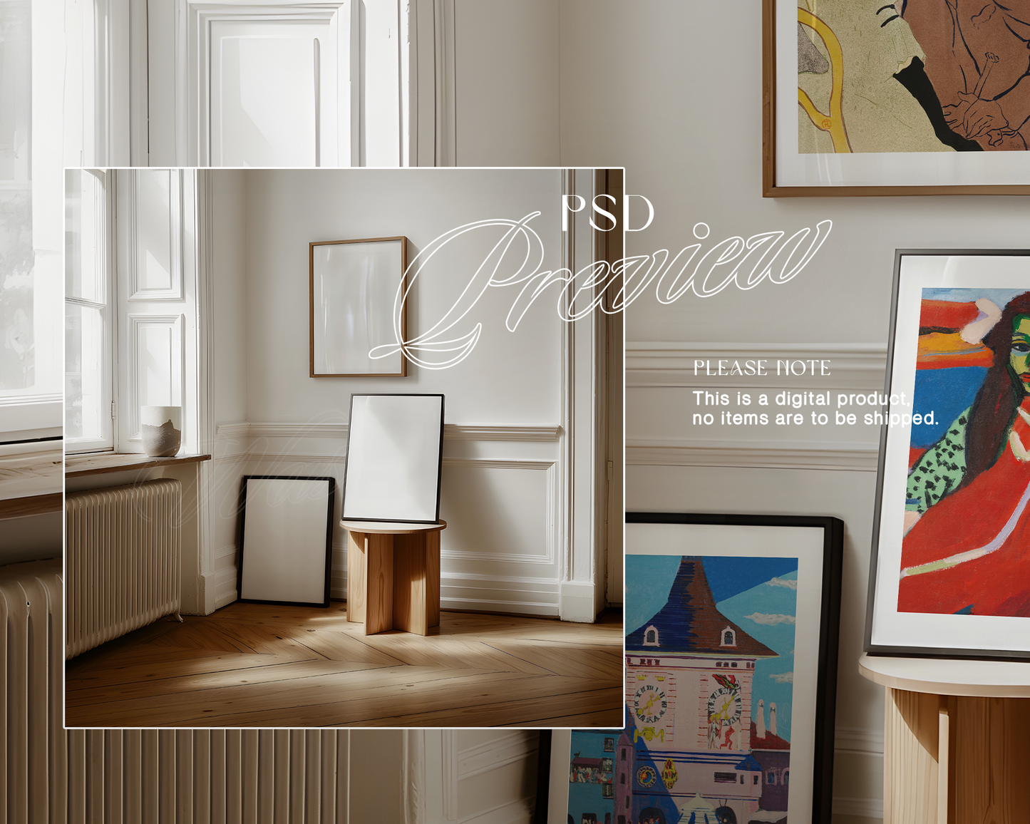 A3 Set of Three Frames Interior Scene Mockup