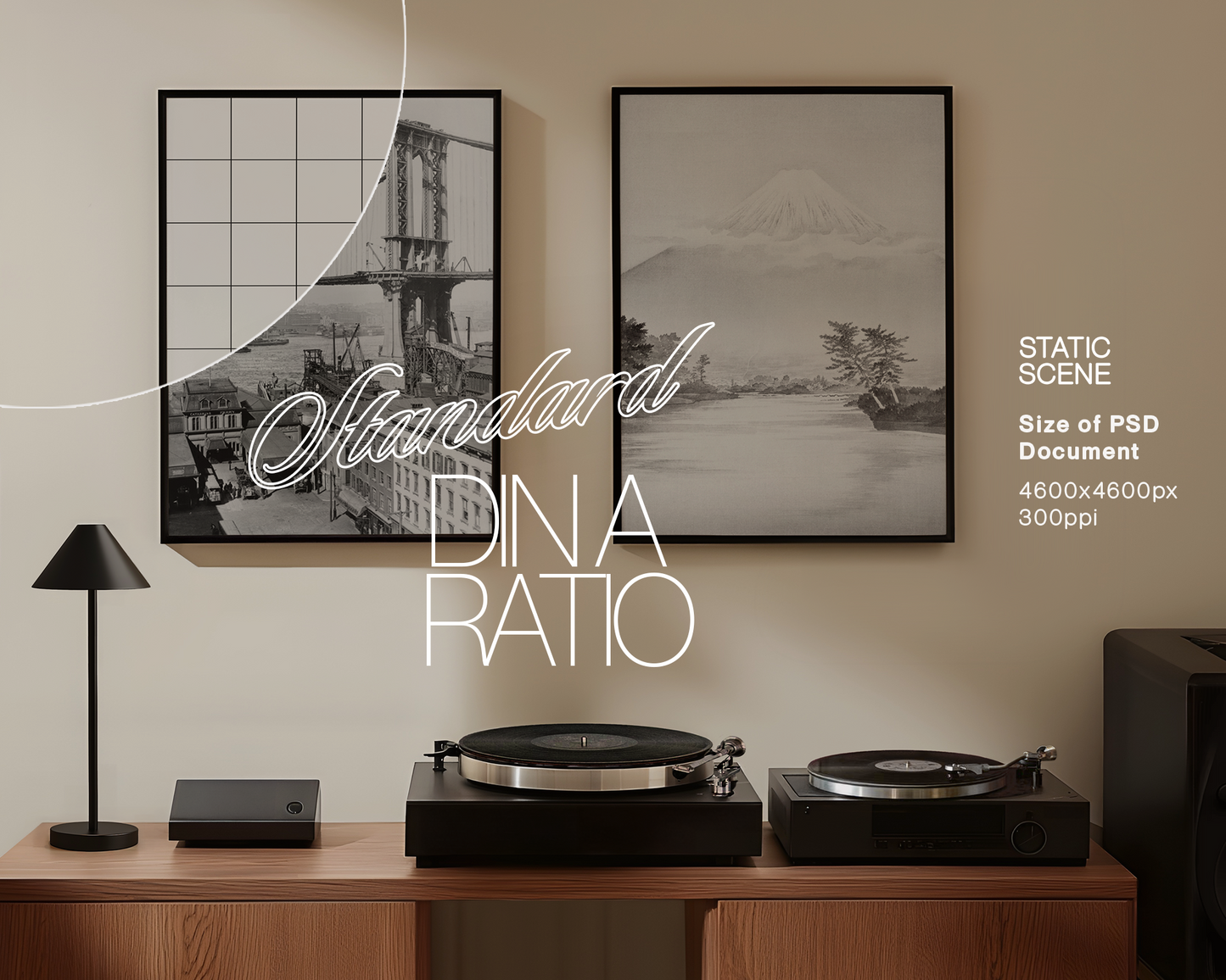 Set of Two Frames Retro Vinyl Scene Mockup