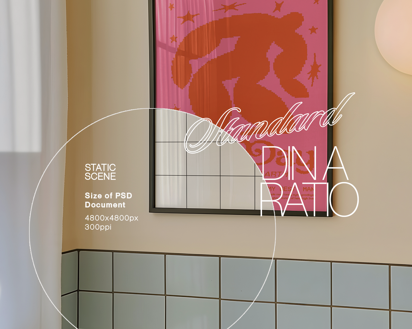 A3 Black Frame in Retro Washroom Mockup