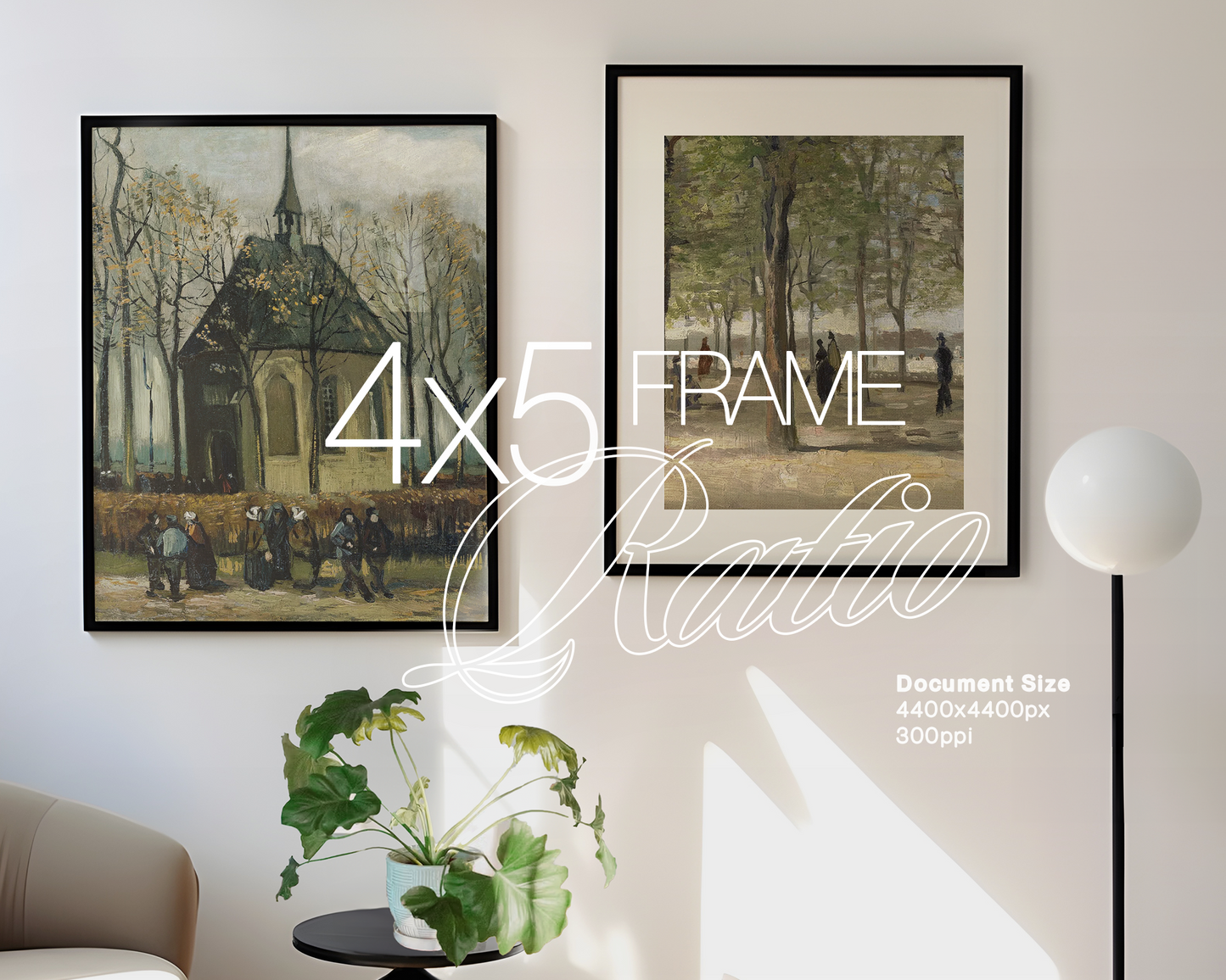 Two 4x5 Black Frames Luxury Interior Mockup