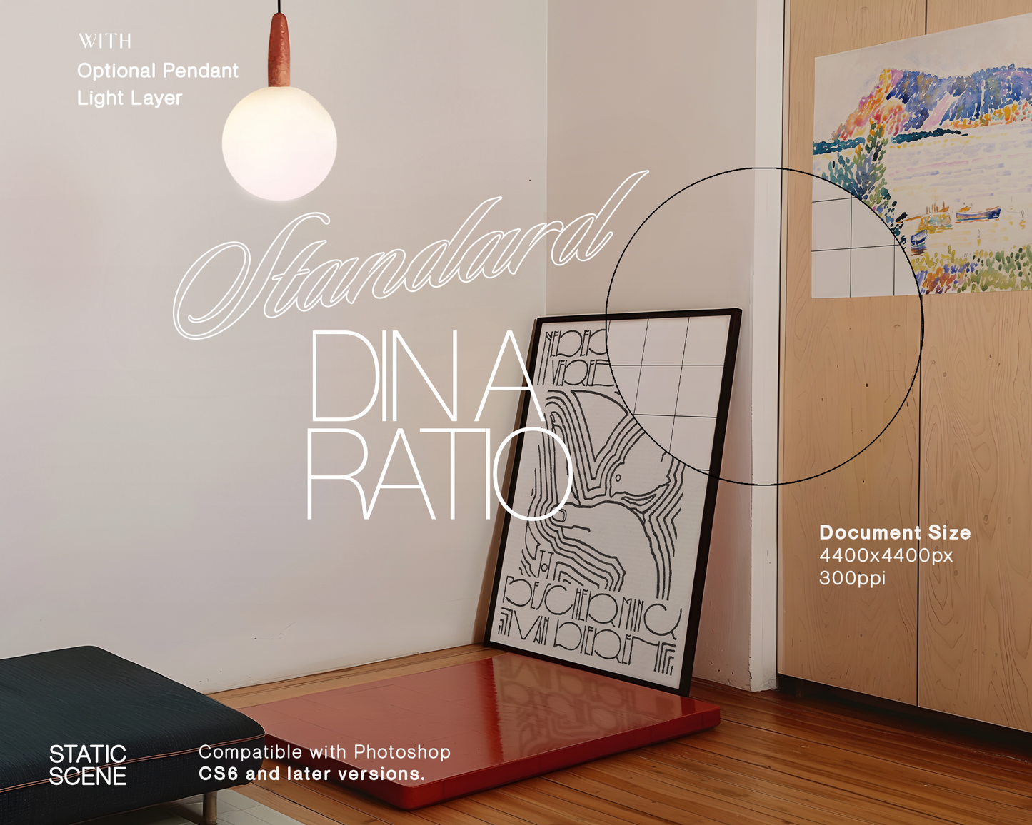 DIN A Black Frame with Optional Poster Retro Mockup