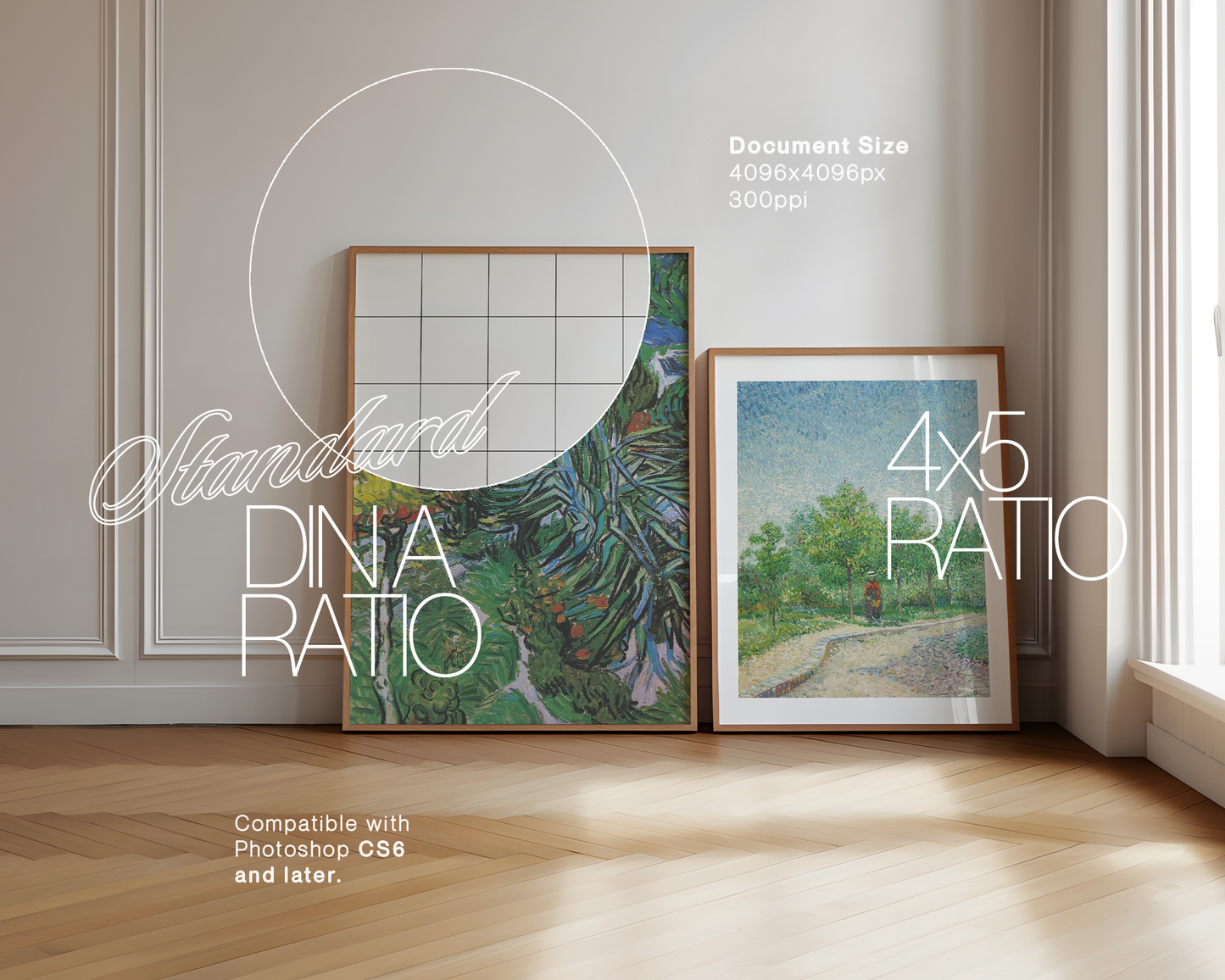 DIN A and 4x5 Two Leaning Frames Mockup