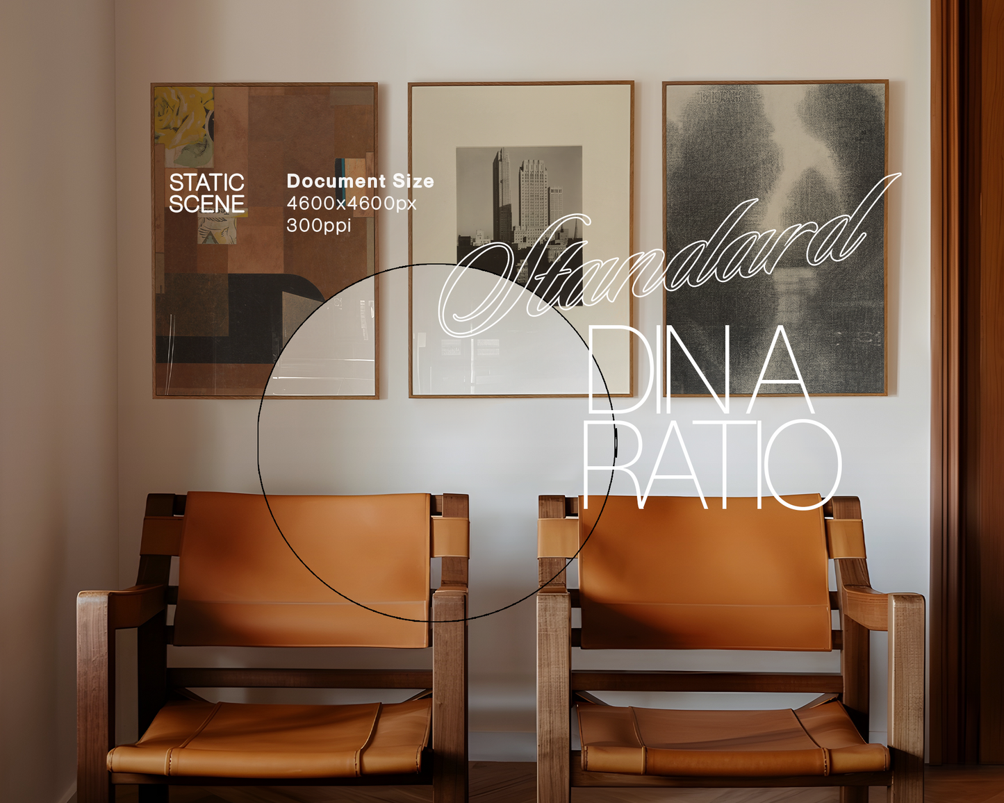 Three Frames in Retro Interior Mockup