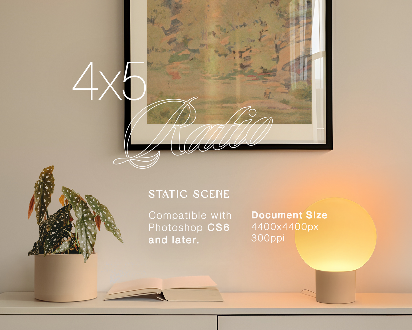 4x5 Black Frame in Cosy Interior Mockup