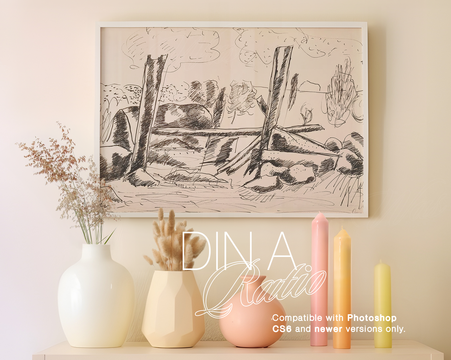 DIN A Landscape Frame Danish Pastel Mockup