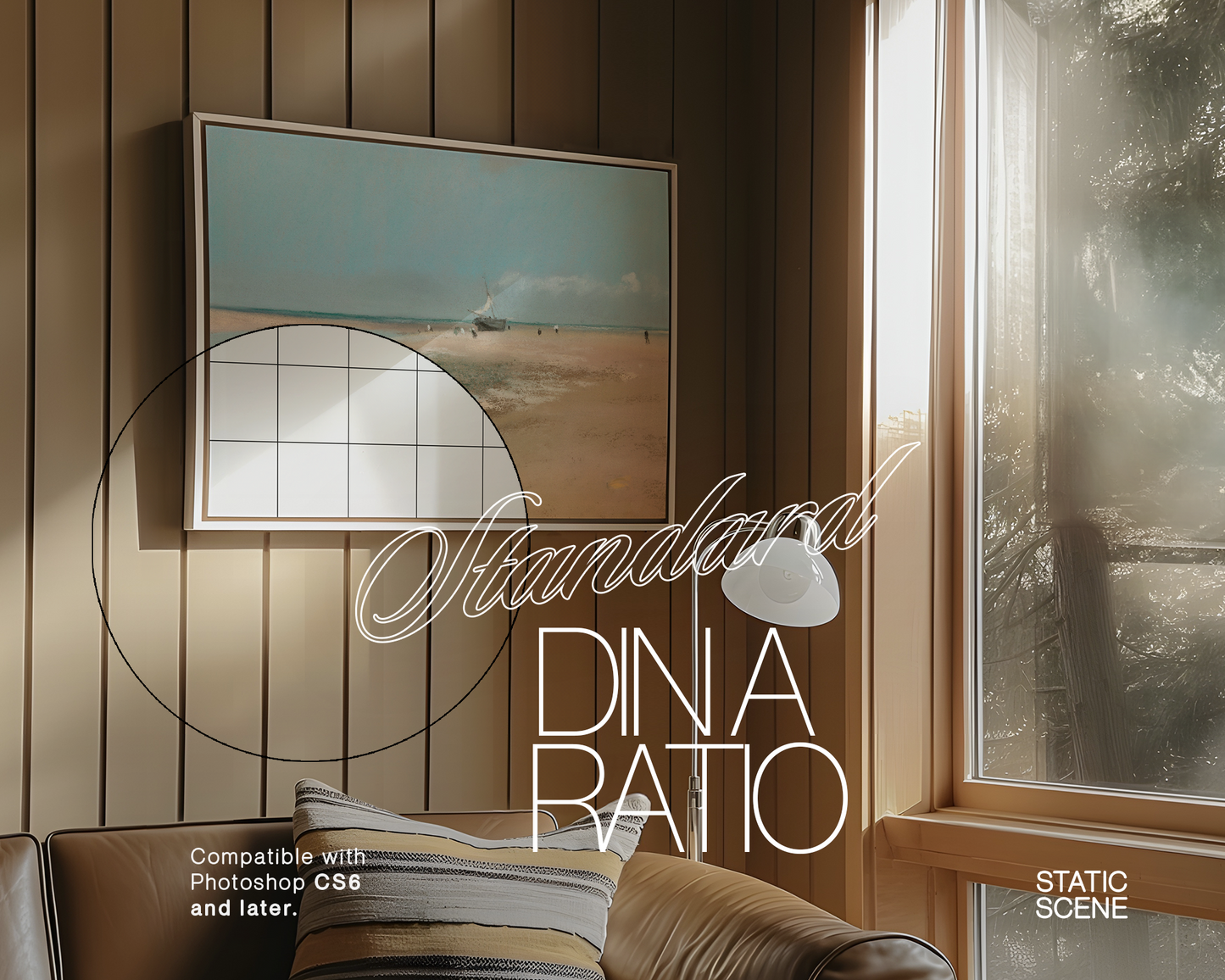 DIN A Landscape Frame in Cosy Forest Cabin Mockup