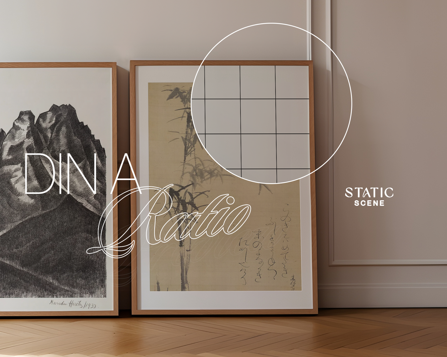 Two A1 Leaning Frames Classic Interior Mockup