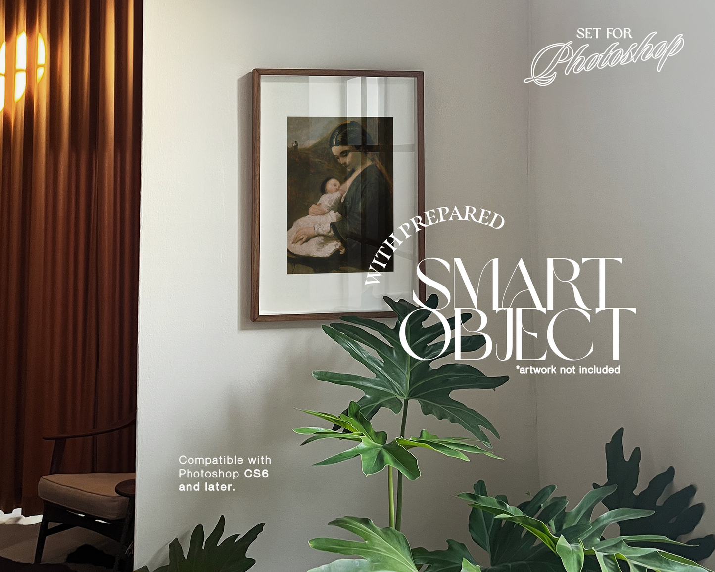 DIN A Walnut Frame Reflective Glass Mockup
