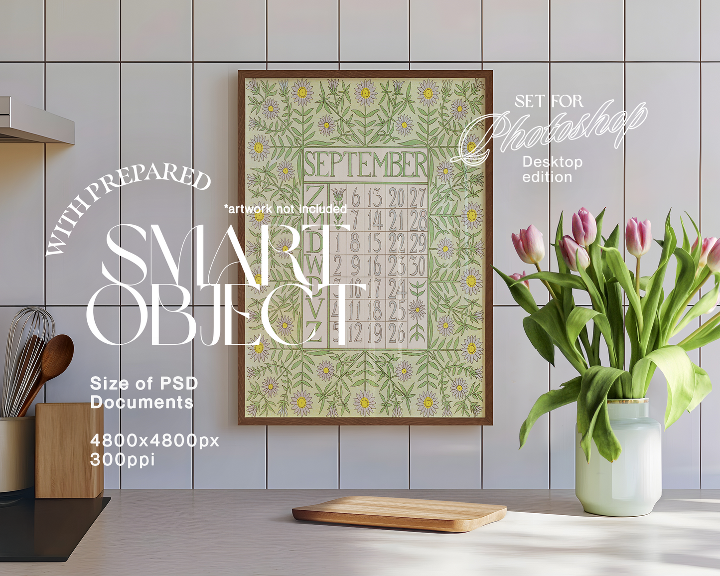 4 x Frame Mockups in Styled Home Interiors Bundle
