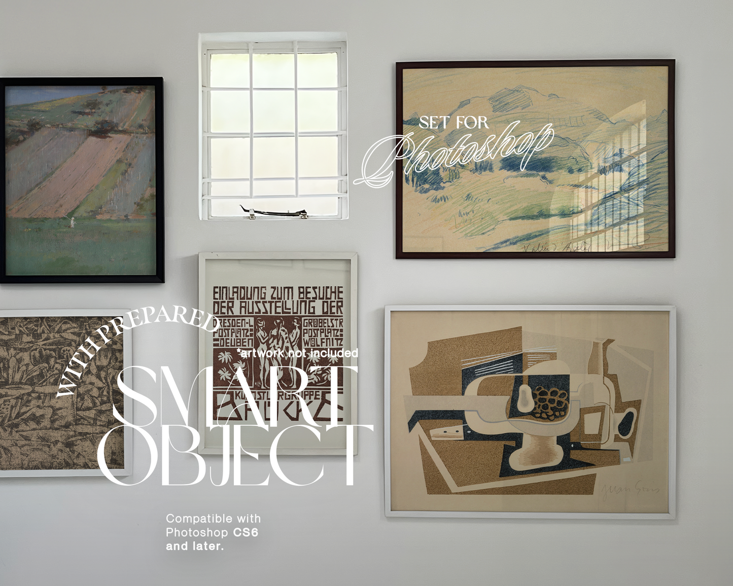 DIN A and 4x5 Frames Gallery Wall Mockup