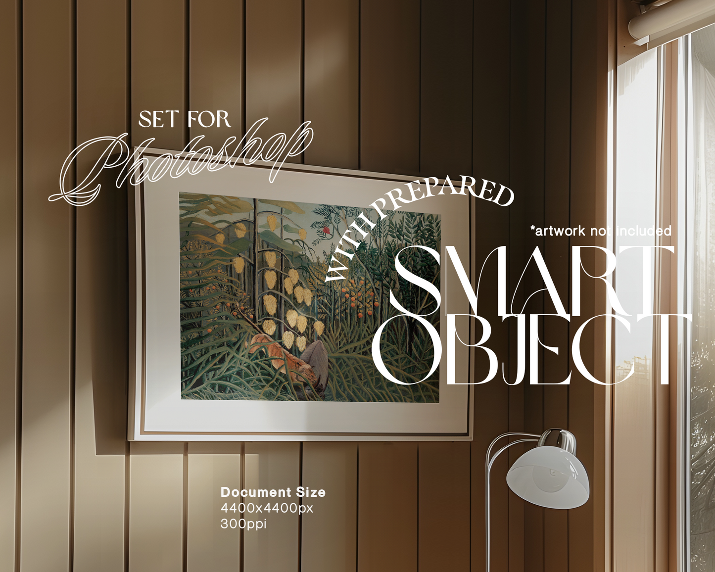 DIN A Landscape Frame in Cosy Forest Cabin Mockup