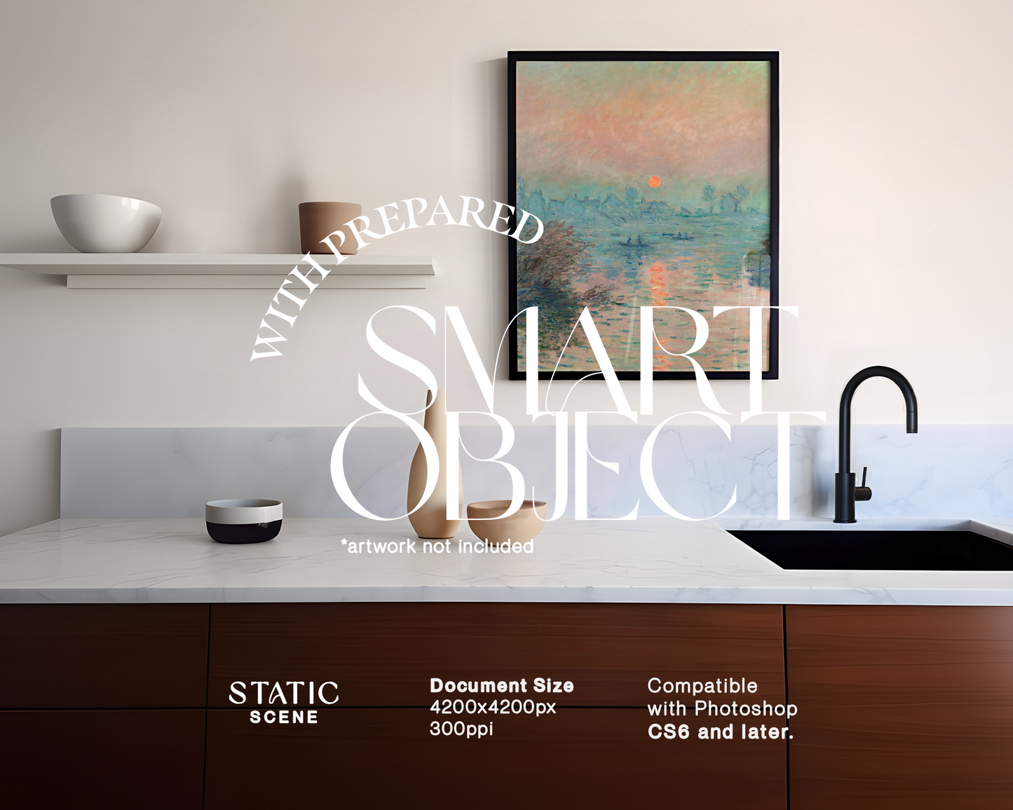 4x5 Black Frame Minimal Kitchen Mockup