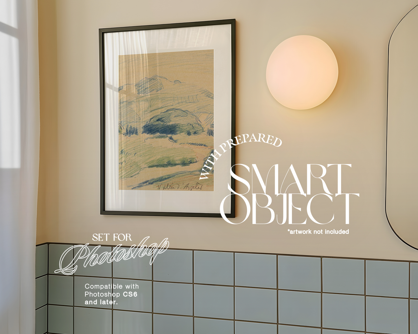 A3 Black Frame in Retro Washroom Mockup
