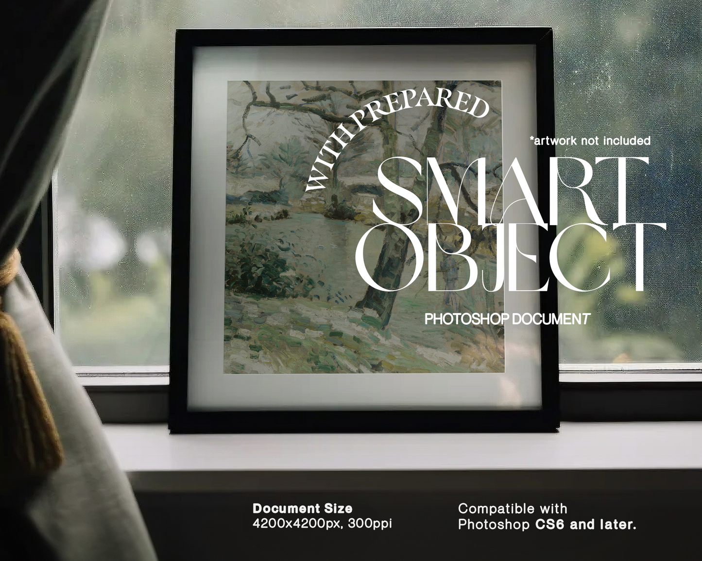 1x1 Black Frame on Windowsill Mockup