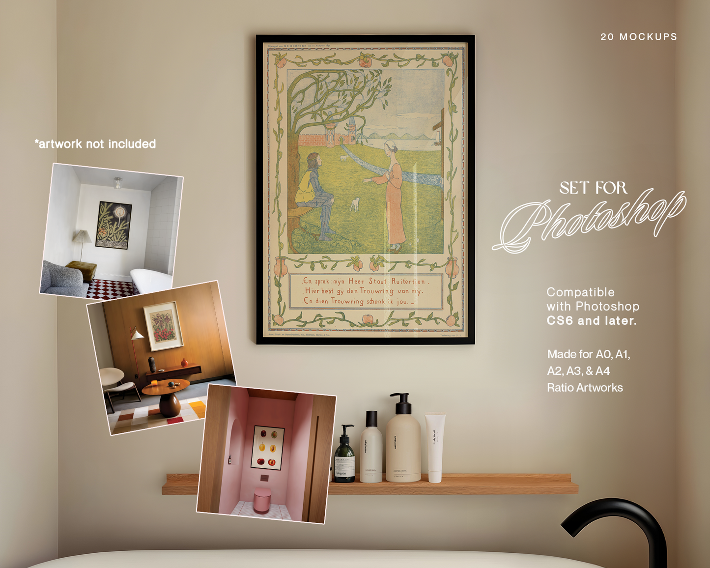 DIN A Curated 20 Mockup Bundle for Vertical Artwork