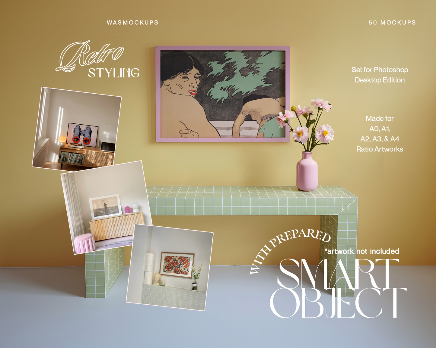 50 Retro Frame Mockups Bundle - Horizontal DIN A Ratio