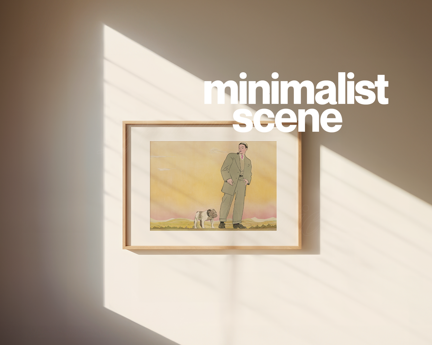 DIN A Horizontal Wood Frame in Minimalist Scene Mockup