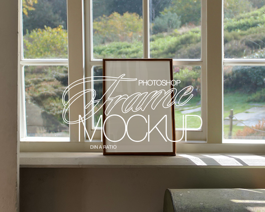 DIN A Frame Windowsill in Countryside Mockup