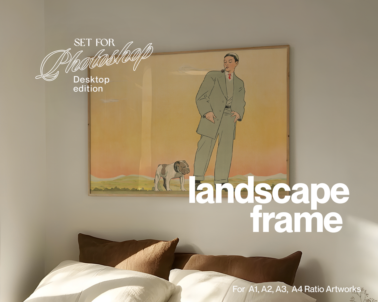 DIN A Landscape Frame in Cosy Bedroom Scene