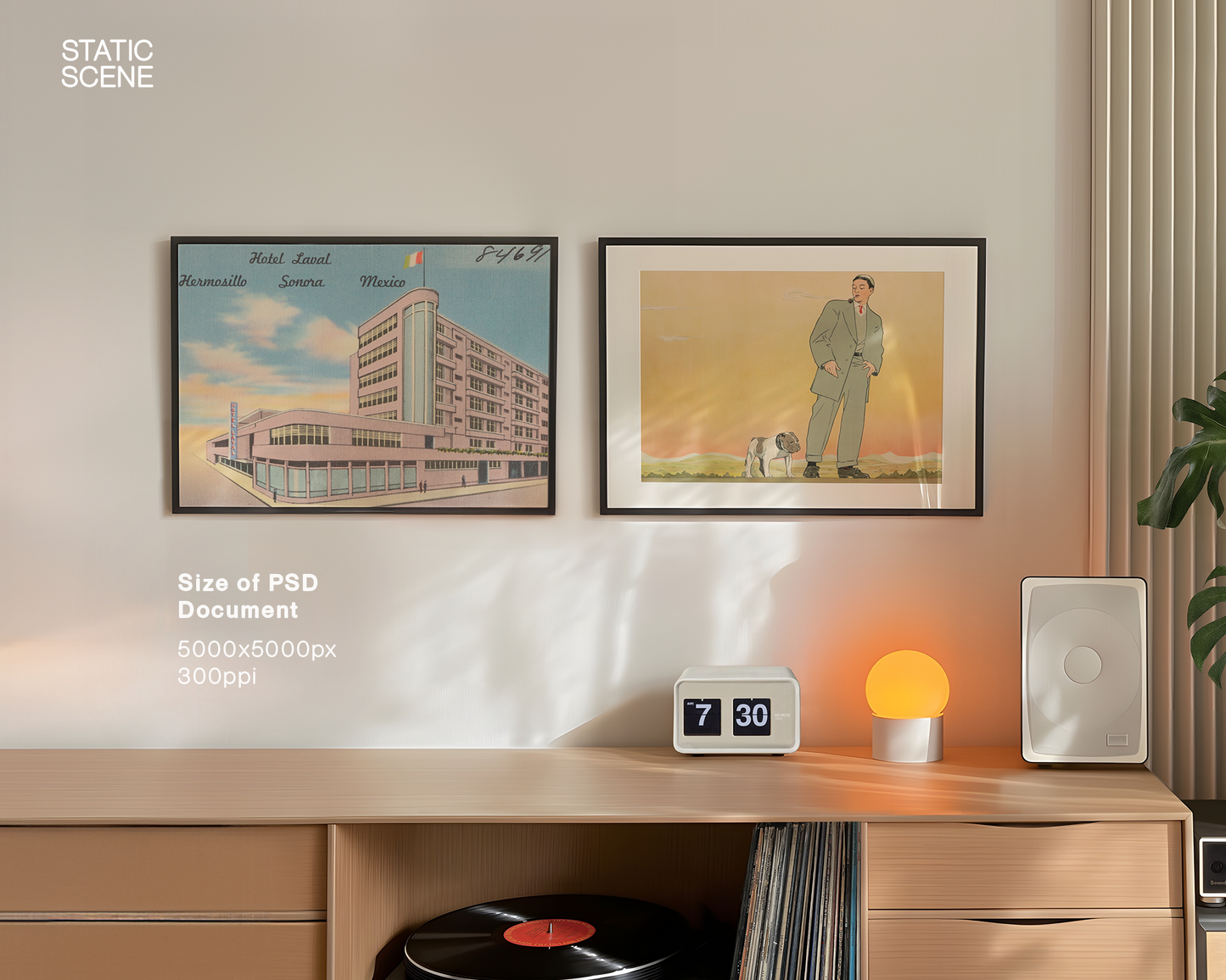 DIN A Set of Two Landscape Frames Retro Mockup