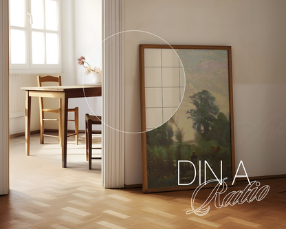 DIN A Leaning Frame Doorway Dining Scene Mockup