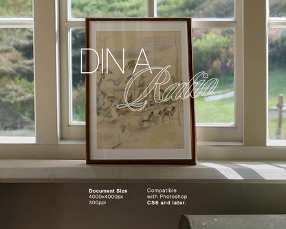 DIN A Frame Windowsill in Countryside Mockup