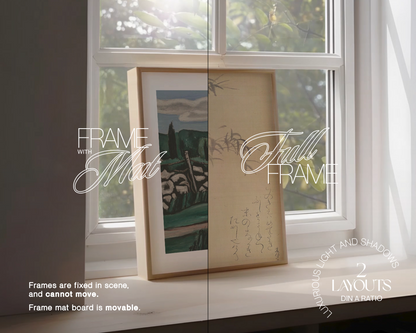 DIN A Frame on Windowsill with Curtain Video Mockup