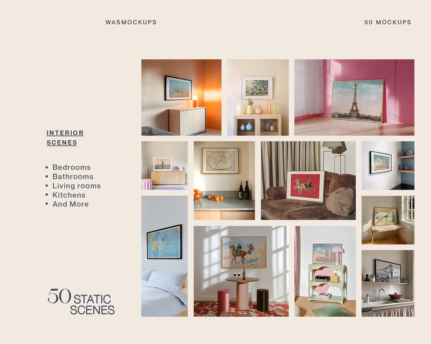 50 Retro Frame Mockups Bundle - Horizontal DIN A Ratio