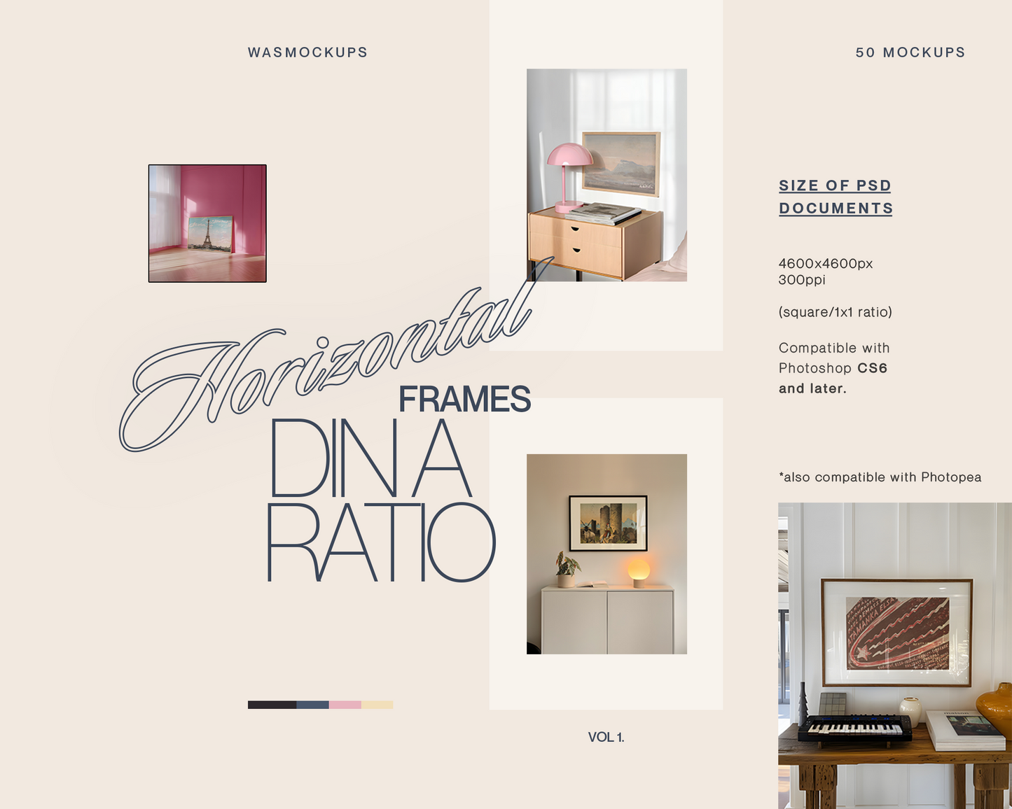 50 Retro Frame Mockups Bundle - Horizontal DIN A Ratio