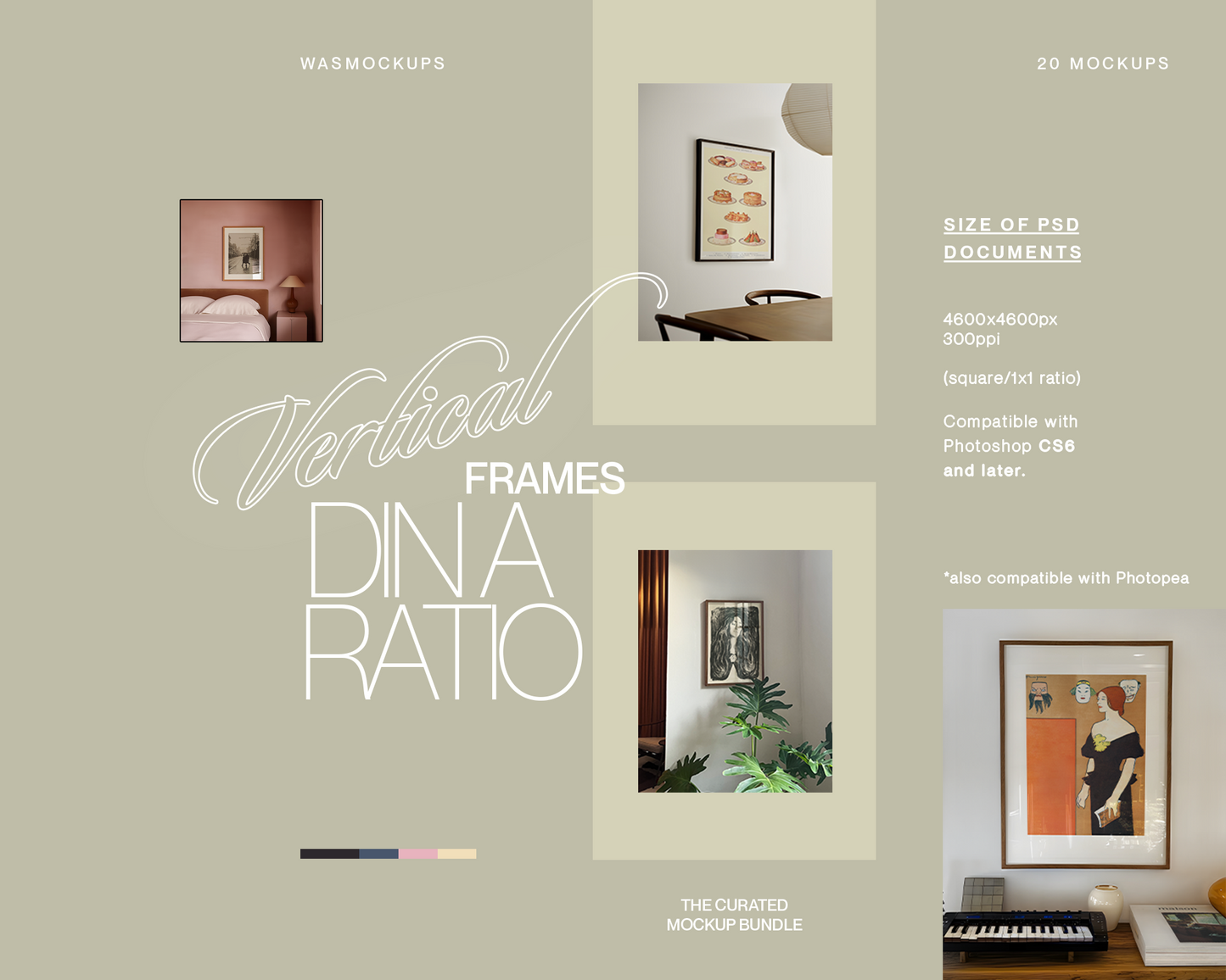DIN A Curated 20 Mockup Bundle for Vertical Artwork