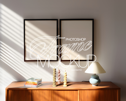 Two 4x5 Frames with Decor Options Interior Mockup