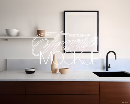 4x5 Black Frame Minimal Kitchen Mockup