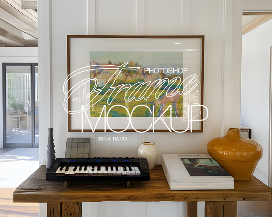 DIN A Landscape Frame Retro Boho Interior Mockup