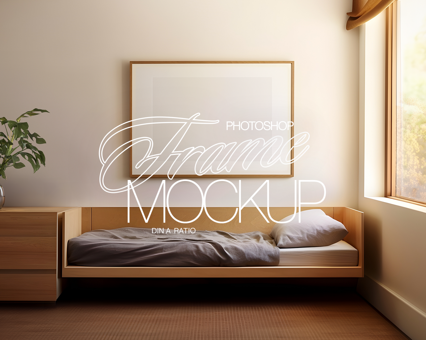 DIN A Landscape Frame Autumnal Scene Mockup