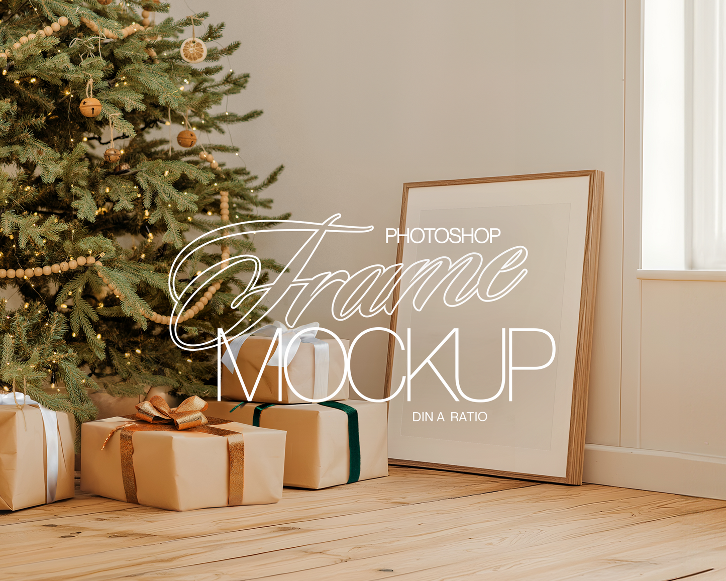 DIN A Wood Frame Christmas Mockup