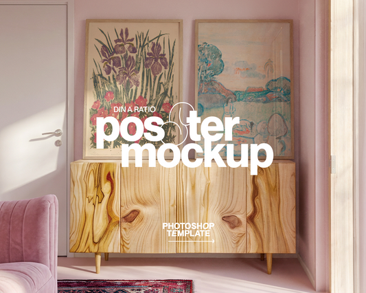 Two DIN A Frames in Aesthetic Pink Scene Mockup