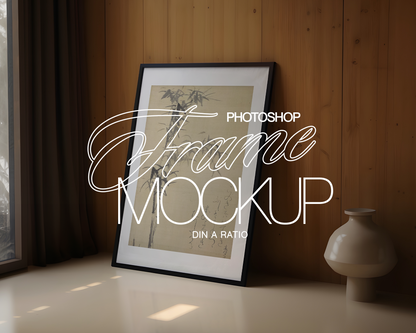 DIN A Black Frame with Optional Decor Moody Mockup