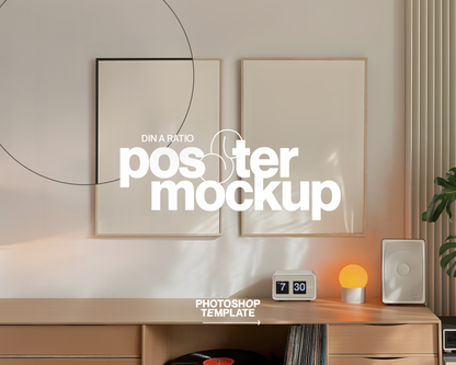 Two DIN A Editable Frames in Retro Scene Mockup