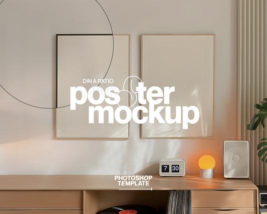 Two DIN A Editable Frames in Retro Scene Mockup